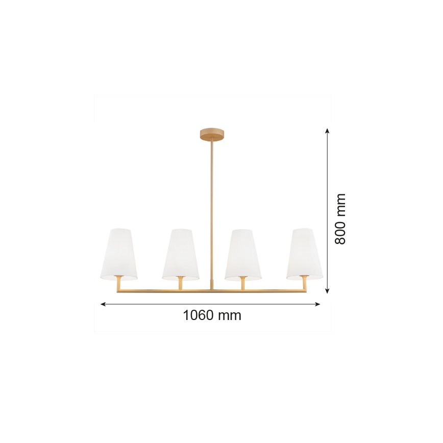 Argon 1828 - Lampadario a sospensione con supporto rigido SAFIANO 4xE27/15W/230V oro