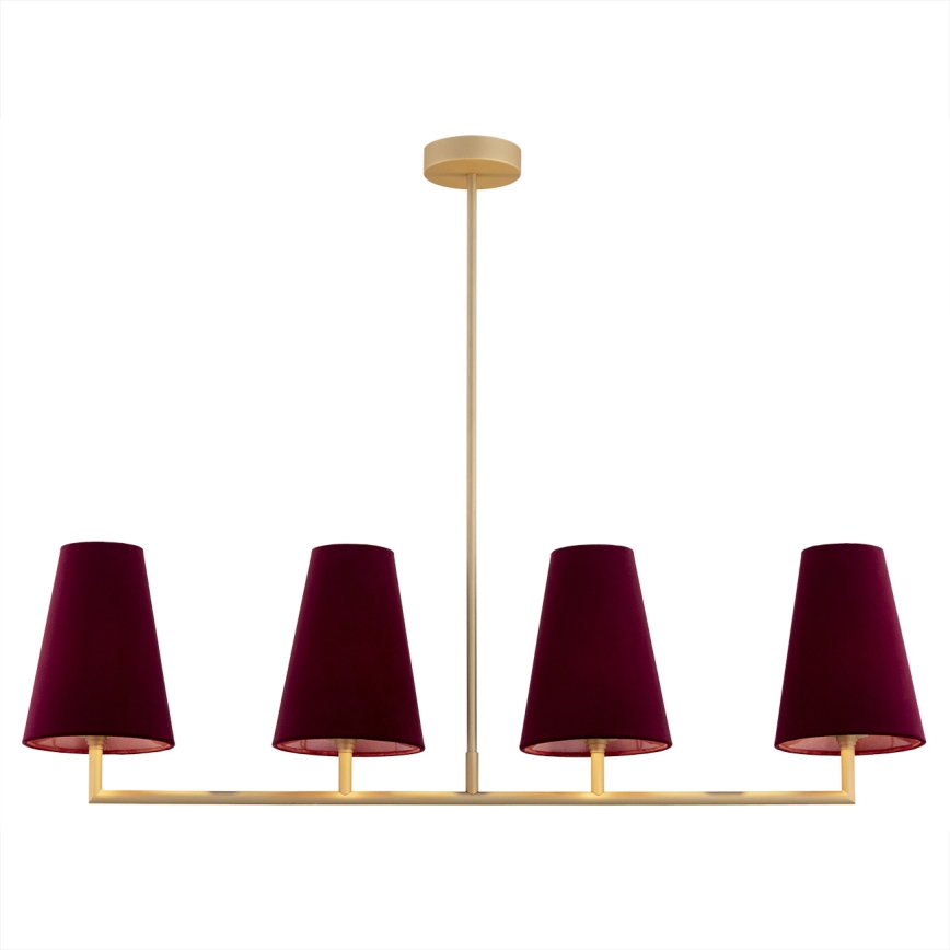 Argon 1829 - Lampadario a sospensione con supporto rigido SAFIANO 4xE27/15W/230V bordeaux