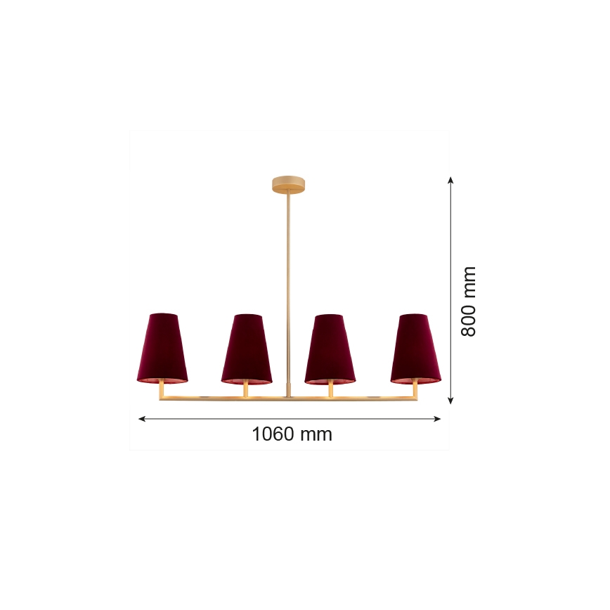 Argon 1829 - Lampadario a sospensione con supporto rigido SAFIANO 4xE27/15W/230V bordeaux