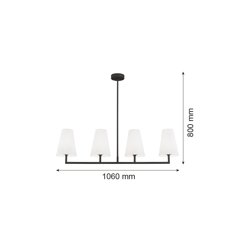 Argon 1831 - Lampadario a sospensione con supporto rigido SAFIANO 4xE27/15W/230V nero