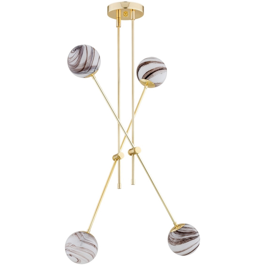 Argon 1840 - Lampadario a sospensione con supporto rigido ABSOS 4xE14/7W/230V alabastro oro