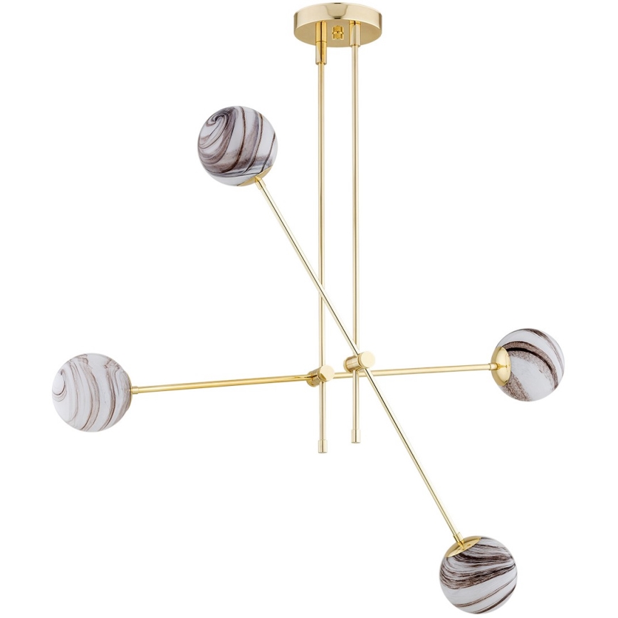 Argon 1840 - Lampadario a sospensione con supporto rigido ABSOS 4xE14/7W/230V alabastro oro