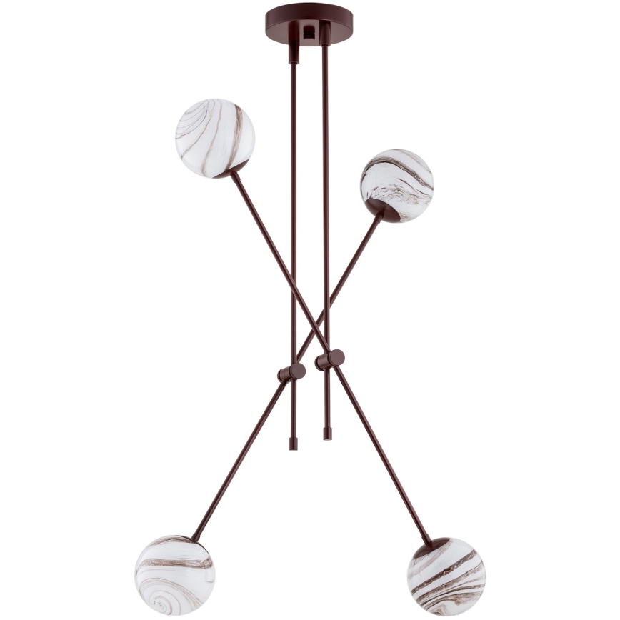 Argon 1842 - Lampadario a sospensione con supporto rigido ABSOS 4xE14/7W/230V alabastro marrone