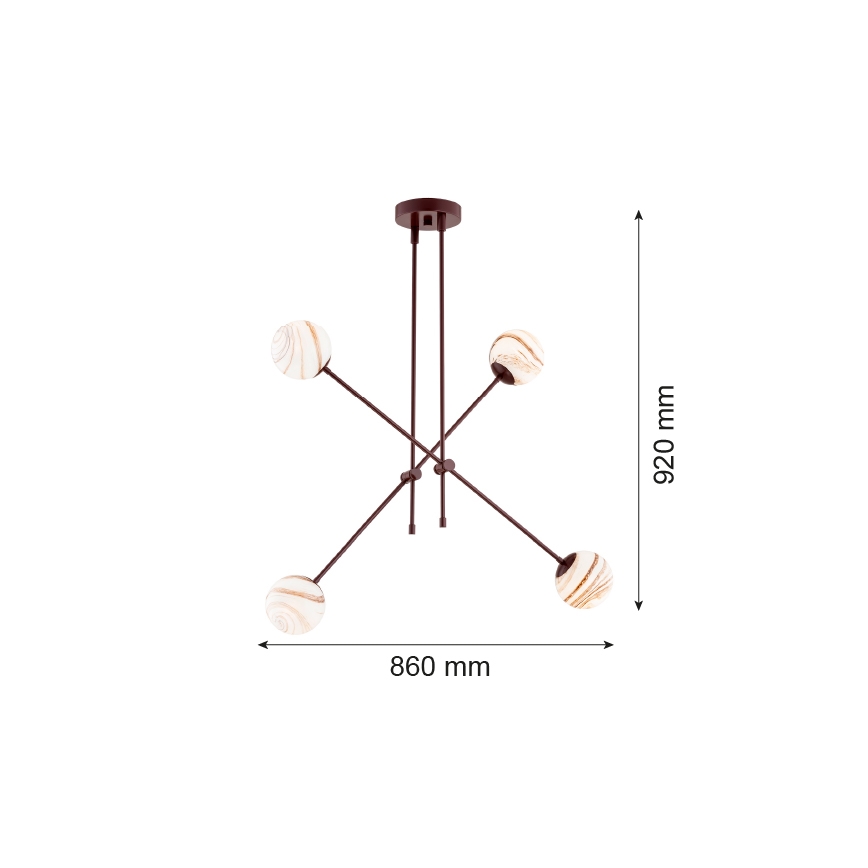 Argon 1842 - Lampadario a sospensione con supporto rigido ABSOS 4xE14/7W/230V alabastro marrone