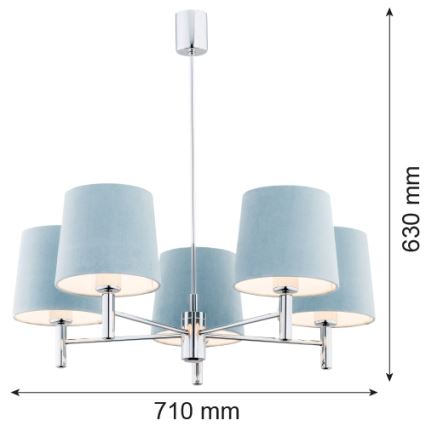 Argon 2076 - Deckenleuchte an Stange BOLZANO 5xE27/15W/230V blau