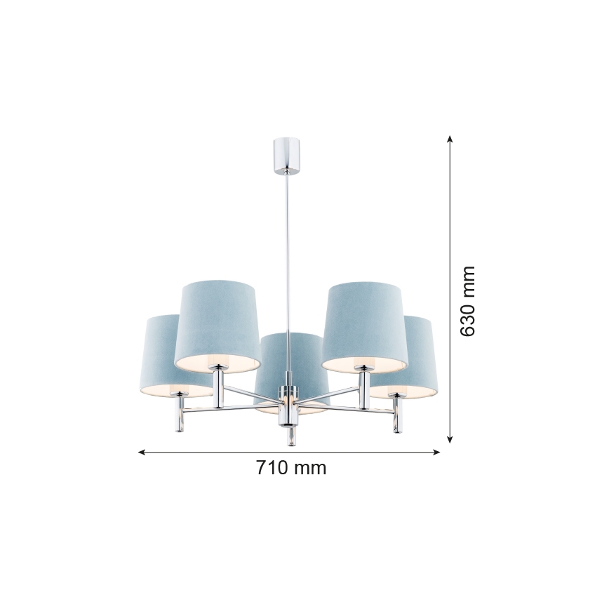Argon 2076 - Deckenleuchte an Stange BOLZANO 5xE27/15W/230V blau