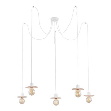 Argon 2077 - Lampadario a sospensione con filo CORSO 5xE27/15W/230V ragno bianco