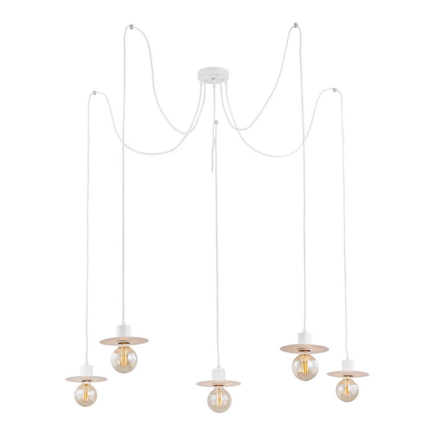 Argon 2077 - Lampadario a sospensione con filo CORSO 5xE27/15W/230V ragno bianco
