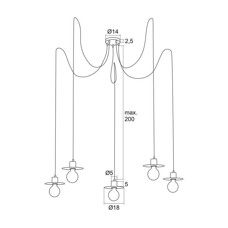 Argon 2077 - Lampadario a sospensione con filo CORSO 5xE27/15W/230V ragno bianco