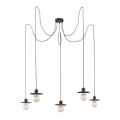 Argon 2078 - Lampadario a sospensione con filo CORSO 5xE27/15W/230V ragno nero