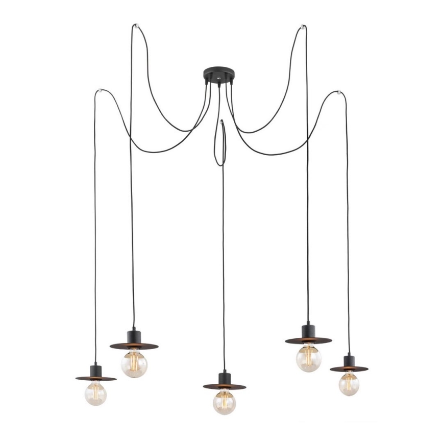 Argon 2078 - Lampadario a sospensione con filo CORSO 5xE27/15W/230V ragno nero