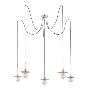 Argon 2079 - Lampadario a sospensione con filo CORSO 5xE27/15W/230V ragno cromo lucido