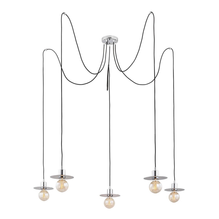 Argon 2079 - Lampadario a sospensione con filo CORSO 5xE27/15W/230V ragno cromo lucido