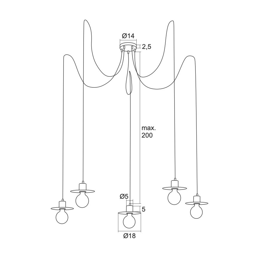 Argon 2079 - Lampadario a sospensione con filo CORSO 5xE27/15W/230V ragno cromo lucido