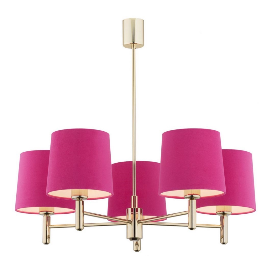 Argon 2089 - Deckenleuchte auf Stange PONTE 5xE27/15W/230V Messing/Rosa