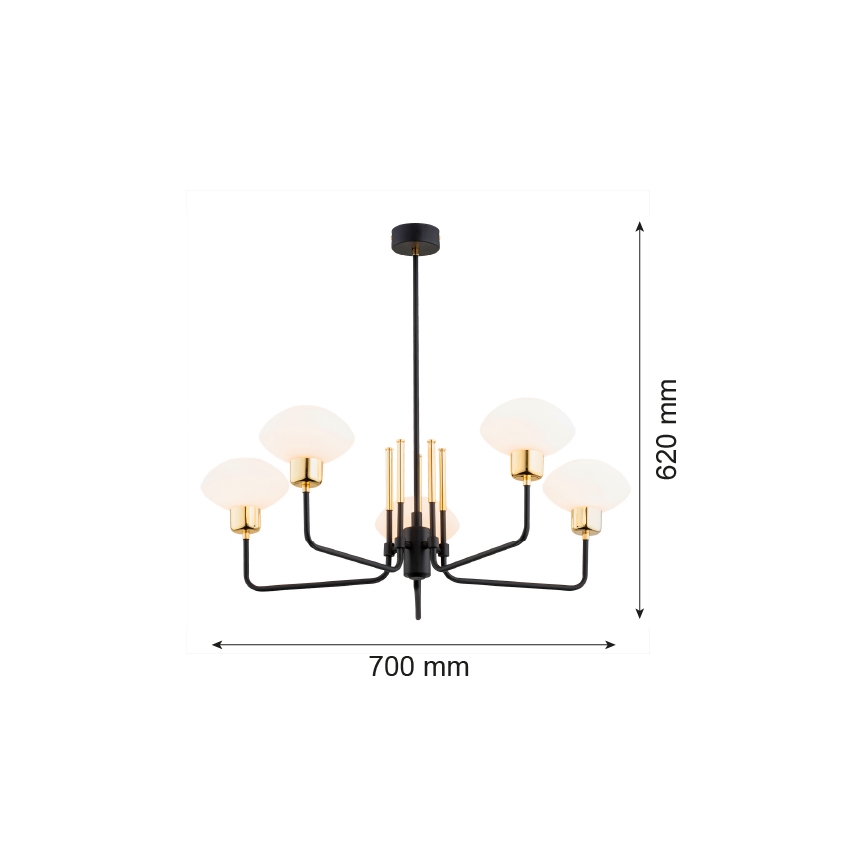 Argon 2128 - Lustre sur barre RAVELLO 5xE14/15W/230V noir/doré