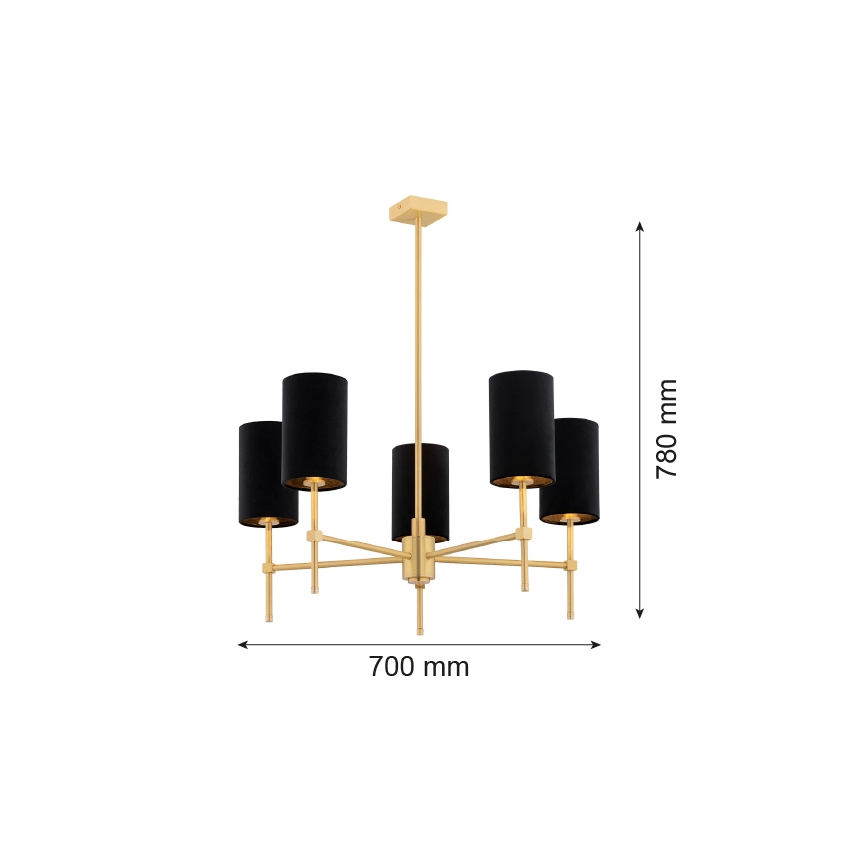 Argon 2135 - Lampadario su palo ABRUZZO 5xE14/7W/230V ottone/nero