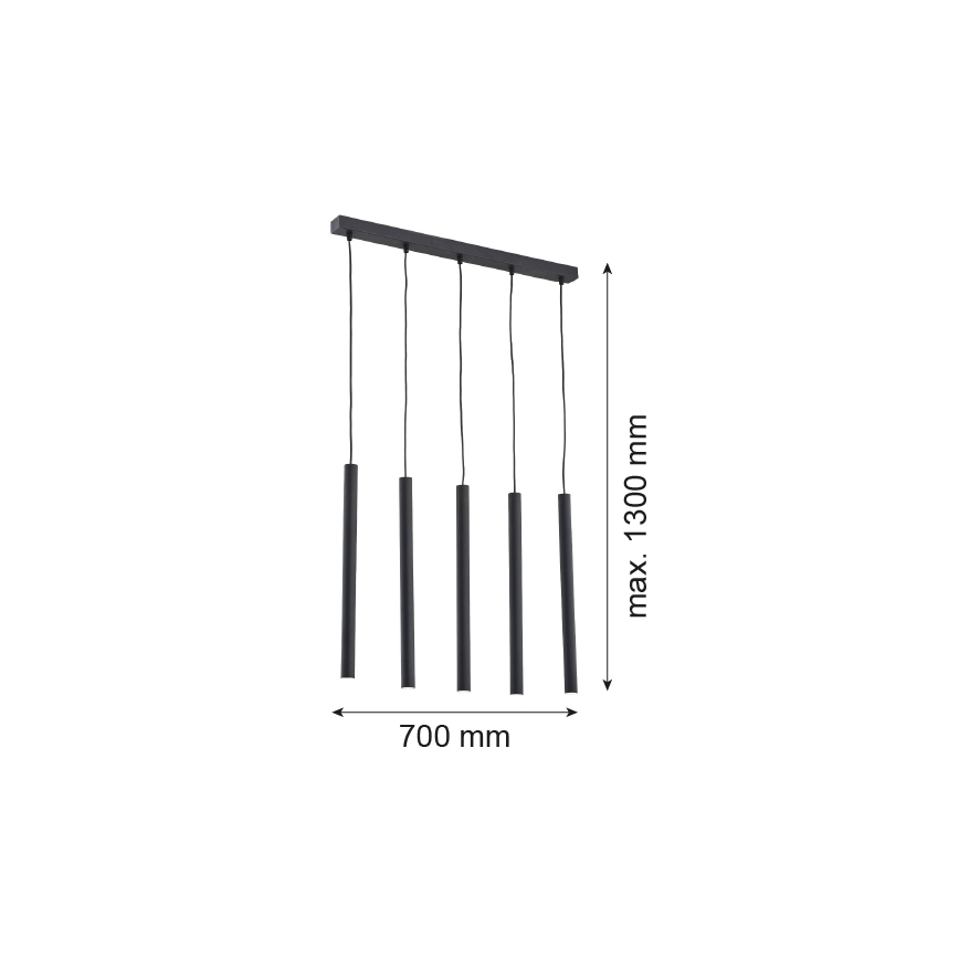 Argon 2137 - Lampadario a sospensione con filo ETNA 5xG9/6W/230V nero