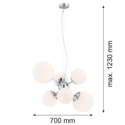 Argon 2531 - Lampadario a sospensione con filo SATELITE 6xE27/15W/230V cromo lucido