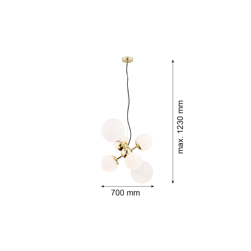 Argon 2532 - Hängeleuchte SATELITE 6xE27/15W/230V gold