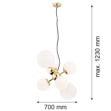 Argon 2532 - Lampadario a sospensione con filo SATELITE 6xE27/15W/230V oro