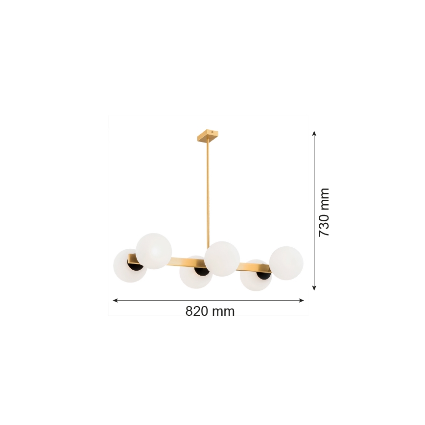 Argon 2549 - Lampadario su palo FREEMONT 6xE27/15W/230V oro/bianco/nero