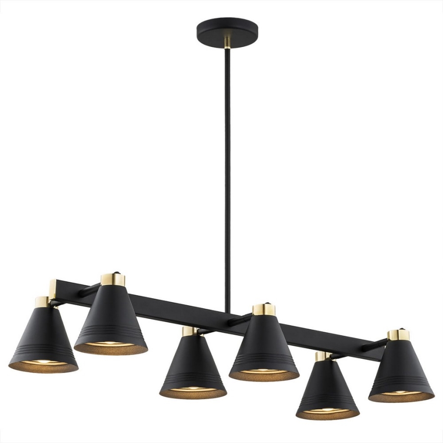 Argon 2552 - Lampadario su palo AVALONE 6xE27/15W/230V nero/oro
