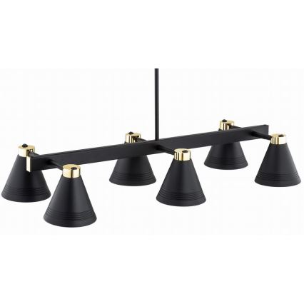 Argon 2552 - Lampadario su palo AVALONE 6xE27/15W/230V nero/oro