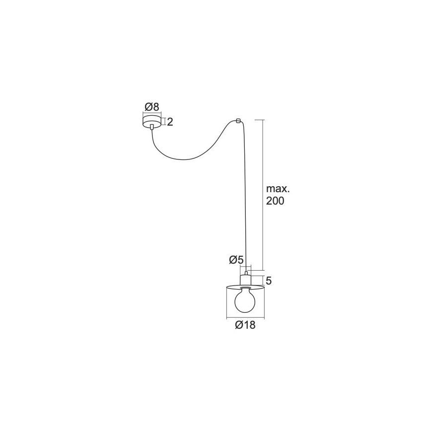 Argon 3834 - Lampadario su corda CORSO 1xE27/15W/230V bianco