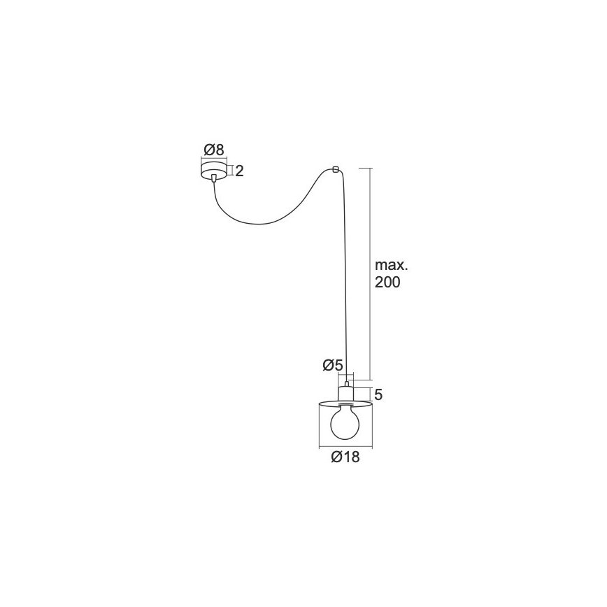 Argon 3835 - Lampadario su corda CORSO 1xE27/15W/230V nero