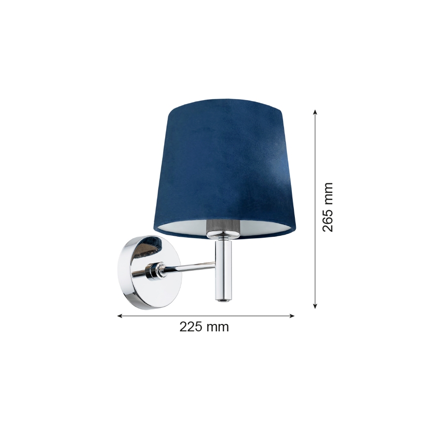 Argon 3908 - Applique BOLZANO 1xE27/15W/230V blu/cromo lucido