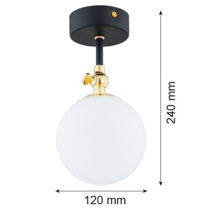 Argon 4003 - Plafonnier de salle de bains LATINA, montage en surface, 1xE14/7W/230V, IP44, noir/laiton