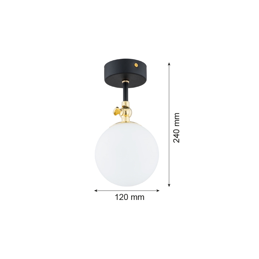 Argon 4003 - Plafonnier de salle de bains LATINA, montage en surface, 1xE14/7W/230V, IP44, noir/laiton