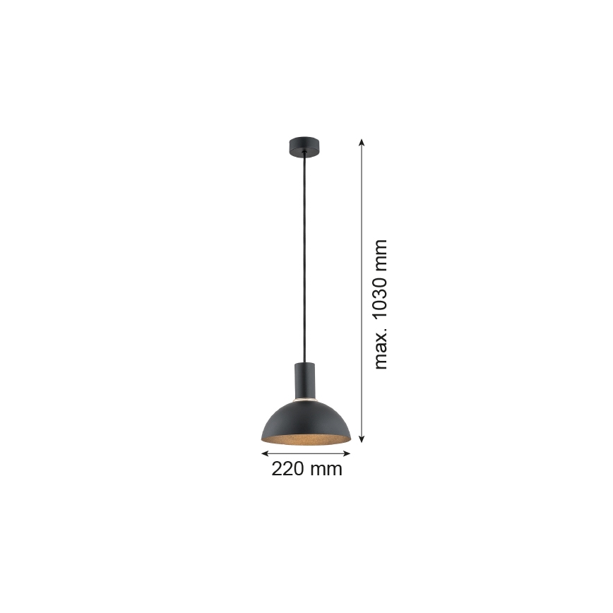 Argon 4222 - Lampadario a sospensione con filo SINES 1xE27/15W/230V d. 28 cm nero