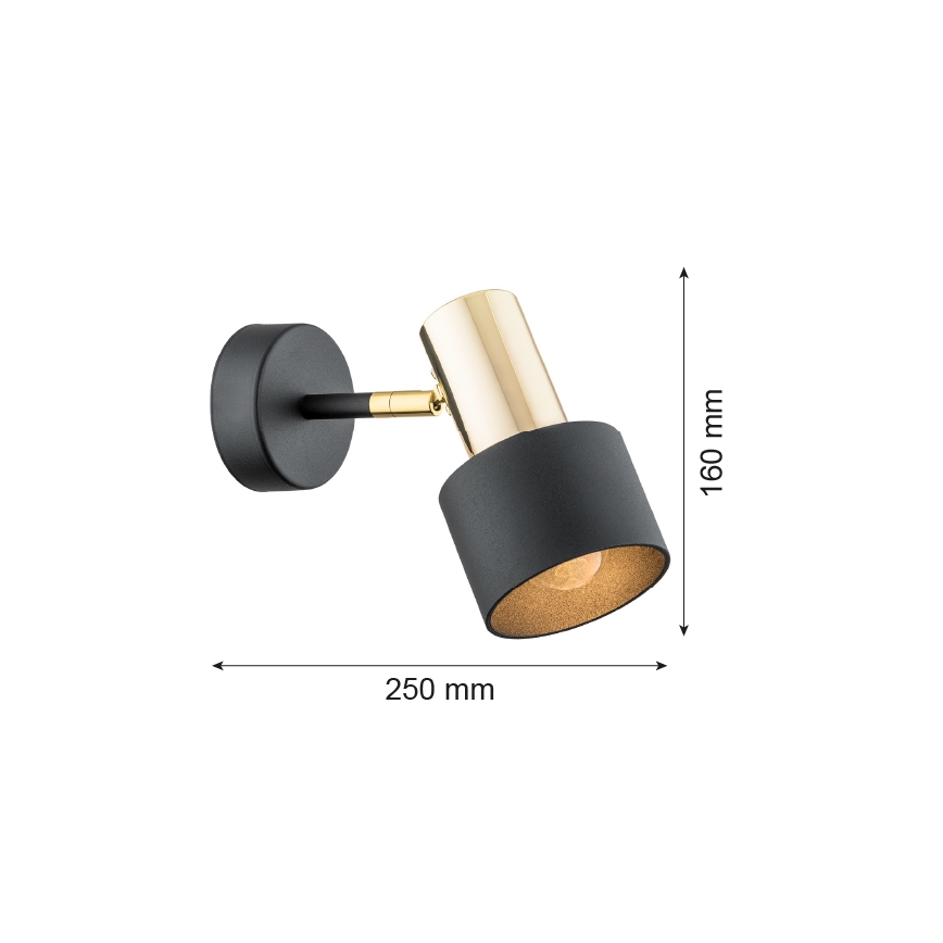 Argon 4265 - Faretto da muro DORIA 1xE27/15W/230V nero/ottone
