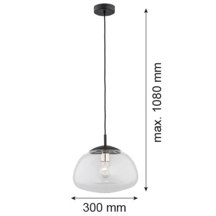 Argon 4332 - Lampadario su filo TRINI 1xE27/15W/230V d. 30 cm nero