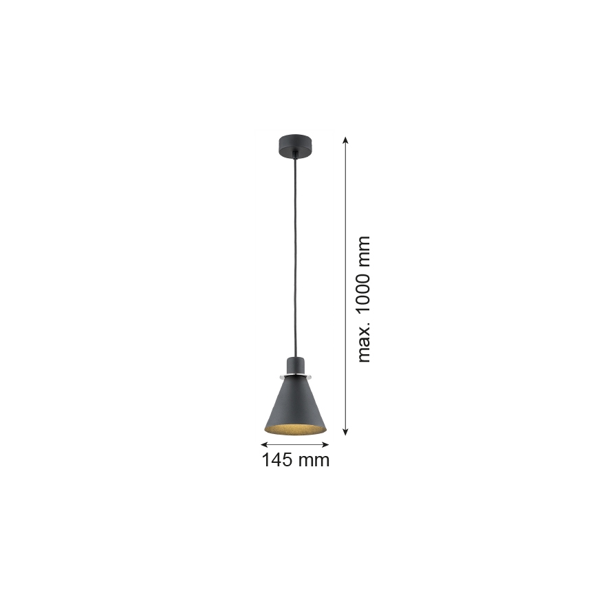 Argon 4688 - Lampadario su filo BEVERLY 1xE27/15W/230V nero/cromo luminoso