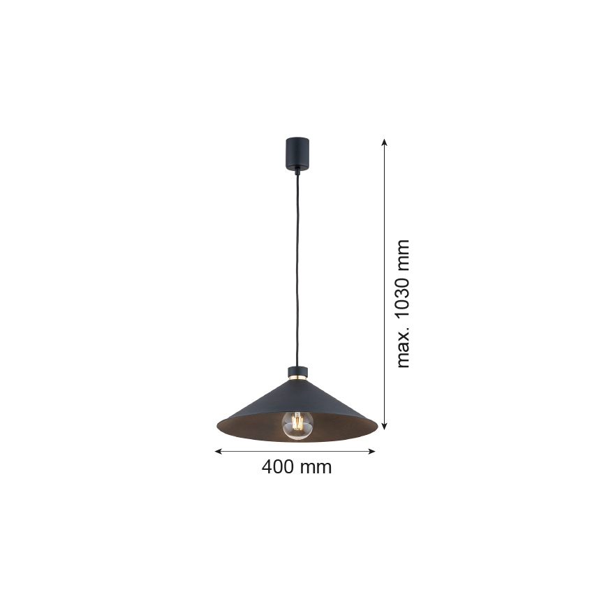 Argon 4695 - Lampadario su corda NASHVILLE 1xE27/15W/230V nero