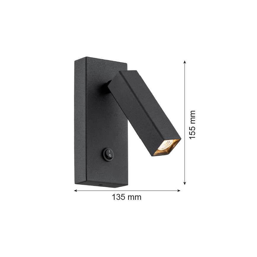 Argon 4723 - Wand-Spotleuchte ROCK 1xG9/6W/230V schwarz