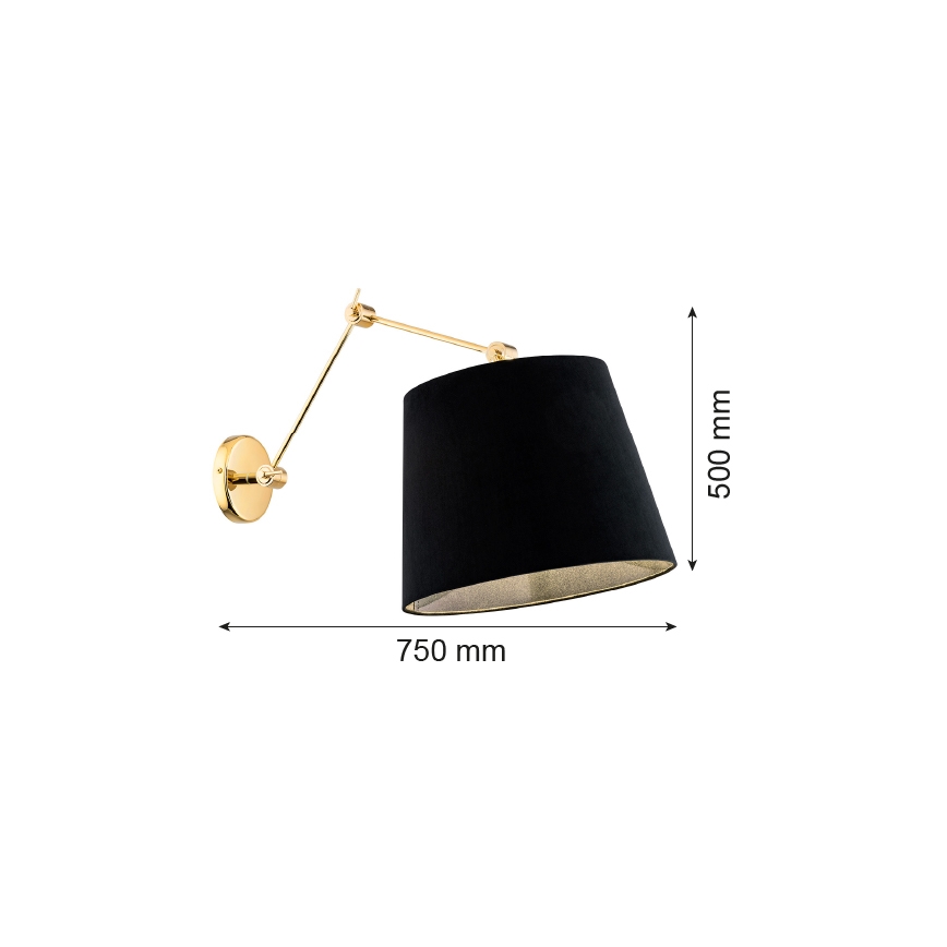 Argon 4898 - Applique ZAKYNTOS PLUS 1xE27/15W/230V nero/oro