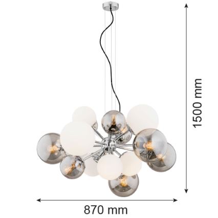 Argon 5020 - Lampadario a sospensione con filo SATELITE 15xE27/15W/230V cromo lucido/bianco