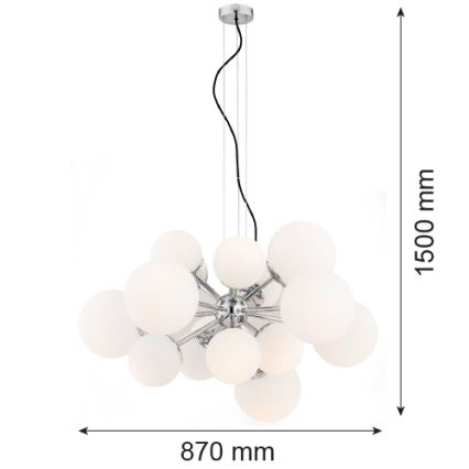 Argon 5021 - Lampadario a sospensione con filo SATELITE 15xE27/15W/230V cromo lucido
