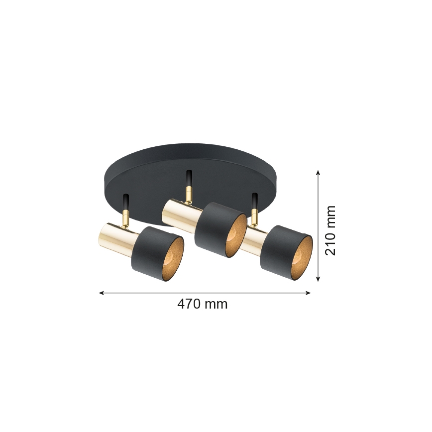 Argon 6006 - Faretto DORIA 3xE27/15W/230V nero/ottone