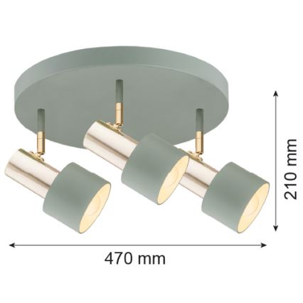 Argon 6007 - Faretto DORIA 3xE27/15W/230V verde/ottone