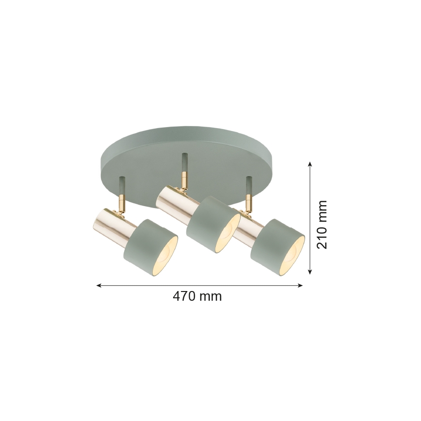 Argon 6007 - Faretto DORIA 3xE27/15W/230V verde/ottone