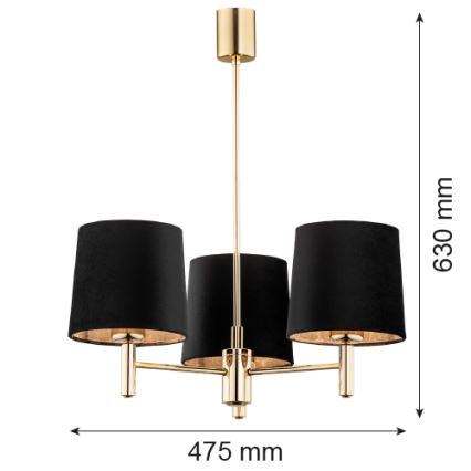 Argon 6111 - Lampadario su palo PONTE 3xE27/15W/230V nero