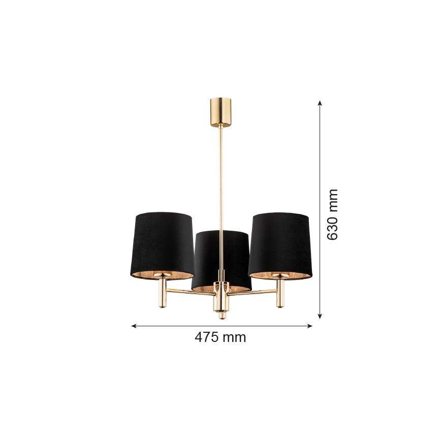 Argon 6111 - Lampadario su palo PONTE 3xE27/15W/230V nero