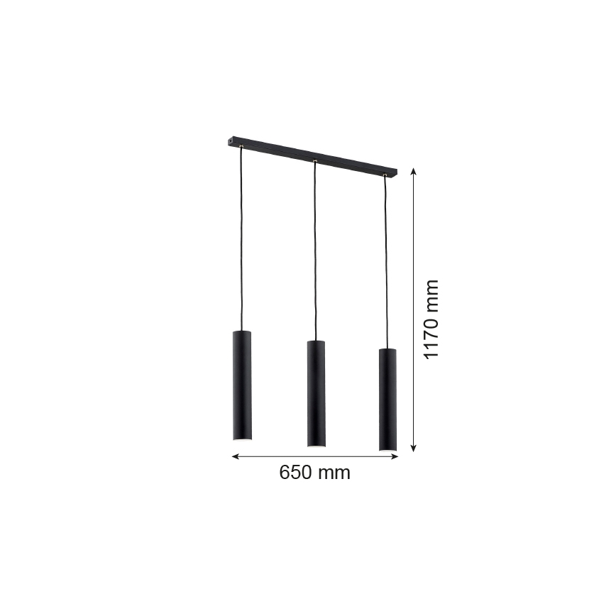 Argon 6112 - Lampadario su filo GOMERA 3xGU10/5W/230V nero