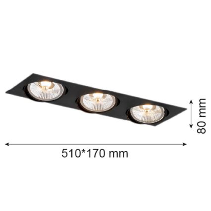 Argon 6116 - Faretto da incasso a OLIMP 3xGU10-AR111/12W/230V nero