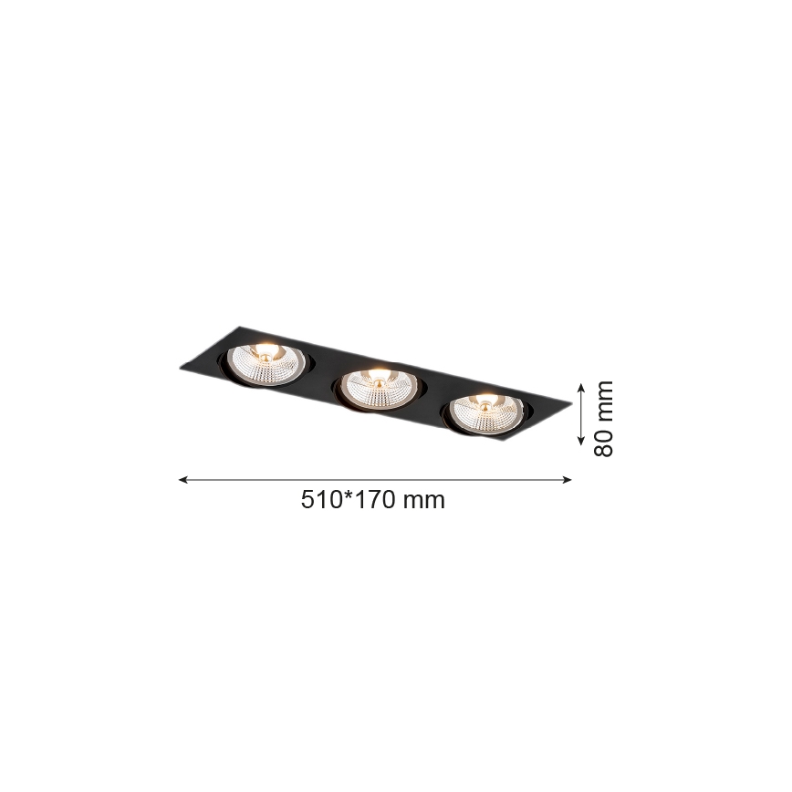 Argon 6116 - Faretto da incasso a OLIMP 3xGU10-AR111/12W/230V nero